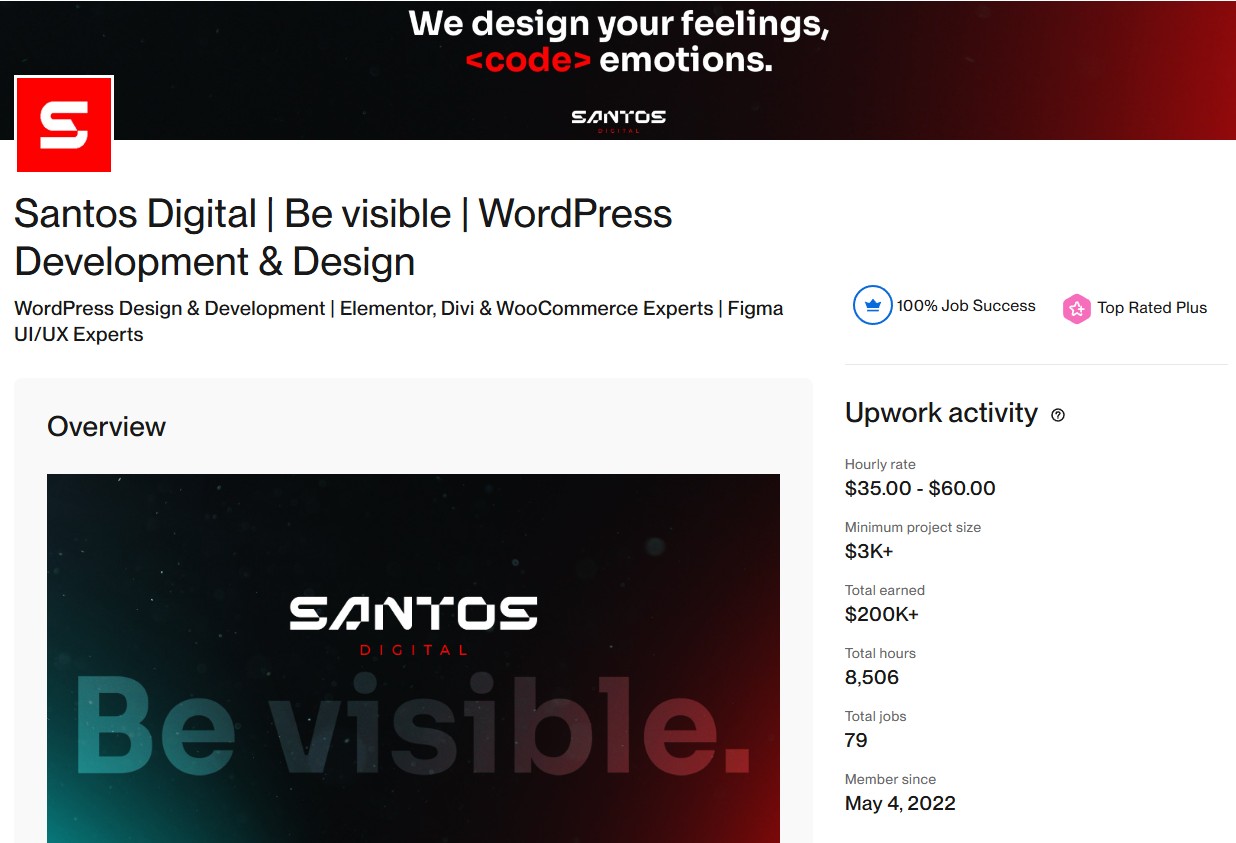 Santos Digital agency on Upwork - Top Rated Plus