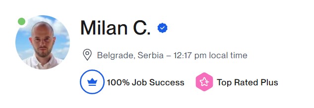 Milan C. - Top Rated Plus on Upwork